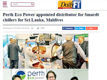 Perth Eco Power appointed distributor for Smardt chillers for Sri Lanka, Maldives